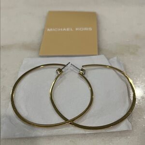 Michael Kors Shiny Large Gold Hoop Earrings CRYSTAL POST BRAND NEW APROX